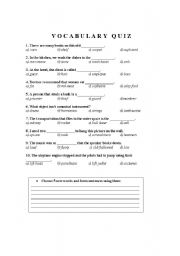 English Worksheet: Vocabulary Quiz