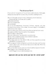 English worksheet: Miniature Earth worksheet