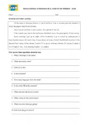 English Worksheet: daily routine