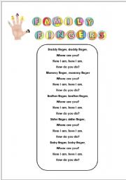 English Worksheet: Family fingers