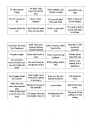 English worksheet: Bingo with proverbs