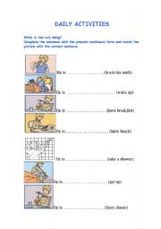 English Worksheet: daily activities using present continuous