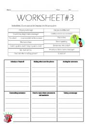 English Worksheet: talk on the phone