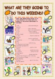 English Worksheet: What are you going to do this weekend? - BE GOING TO