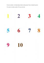 English worksheet: Spinner to practice numbers 