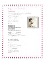 English Worksheet: Right here waiting 