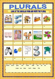 English Worksheet: PLURALS