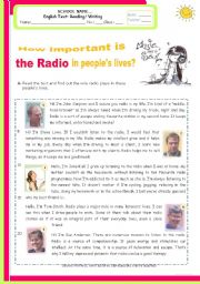 English Worksheet: An exam/test  for Intermediate students - How important is the radio in peoples lives?