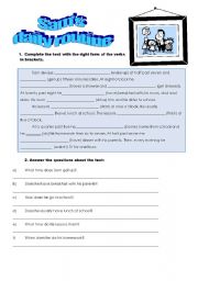 English Worksheet: Sams daily routine