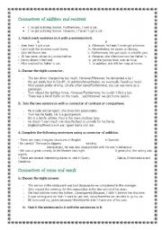 English Worksheet: Linkers: contrast, purpose, ...