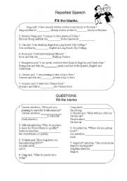 English Worksheet: Reported Speech