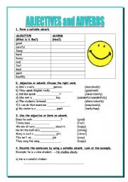 English Worksheet: adjectives and adverbs