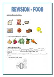 English worksheet: REVISION - FOOD