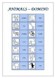 English Worksheet: Animals - domino