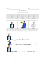 English Worksheet: Singular Possessive Adjectives