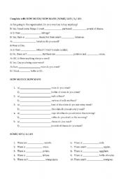 English Worksheet: How much, how many, some, any, a, an