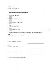 English worksheet: Phonetics exercises and adjectives