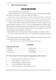 English Worksheet: life in the future