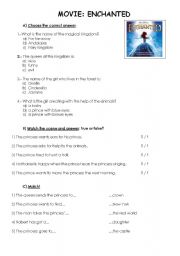 English Worksheet: Enchanted - movie