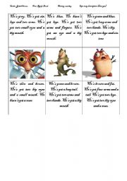 English Worksheet: Memory game-description-have got-monsters-part 2