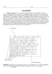 English Worksheet: What is a paragraph?