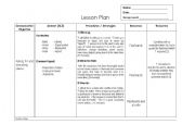 English worksheet: lesson plan