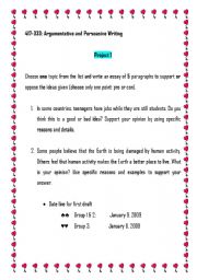 English Worksheet: topic
