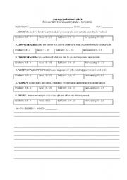 English Worksheet: Rubric for oral presentations