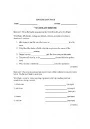 English worksheet: Vocabulary Building Exercise