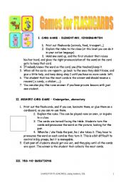 English Worksheet: GAMES FOR FLASHCARDS