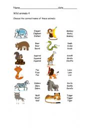 English worksheet: Wild animals 4