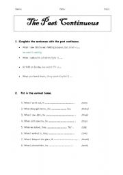 English worksheet: The Past Continuous