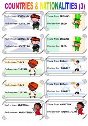 English Worksheet: COUNTRIES & NATIONALITIES (part 3/3)