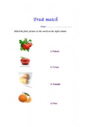 English Worksheet: Fruit maching
