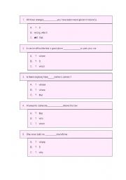 English Worksheet: RELATIVE CLAUSES