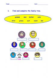 English Worksheet: FAMILY TREE