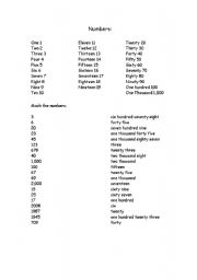 English worksheet: learning numbers