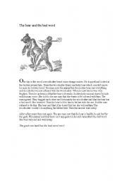 English Worksheet: The bear and the bad word