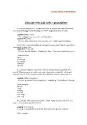 English worksheet: Phrasal verbs and verbs + prepositions 