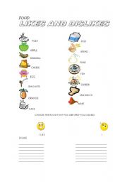 English Worksheet: Likes and Dislikes