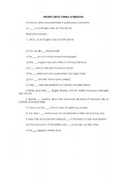 English Worksheet: PRESENT SIMPLE FORMA AFIRMATIVA