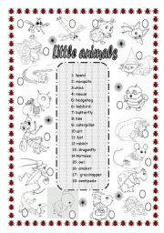 English Worksheet: Little animals to number