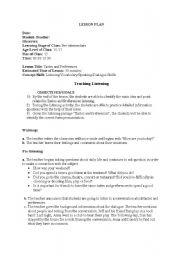 English Worksheet: listening lesson plan