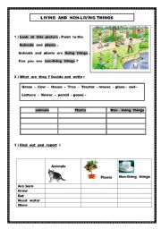 English Worksheet: Living and non- living things