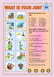 English Worksheet: What is your job? Part 3 A