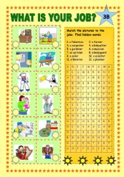 English Worksheet: What is your job? Part 3 B + KEY