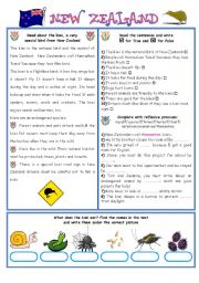 ENGLISH-SPEAKING COUNTRIES (10) NEW ZEALAND/EXERCISES (2 pages) 