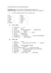 English worksheet: Countable and Uncountable Nouns