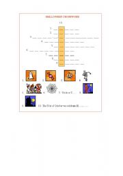 English worksheet: Halloween Crossword