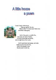 English worksheet: A little house a poem